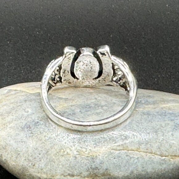 Boho Horseshoe and Faux Turquoise Ring #1370 - Picture 6 of 9